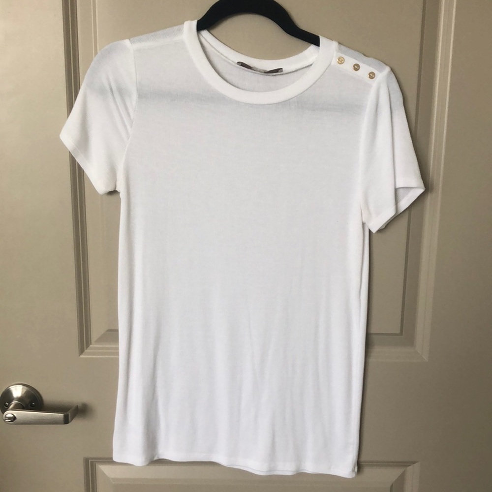 LOFT ribbed t shirt with gold button detailing